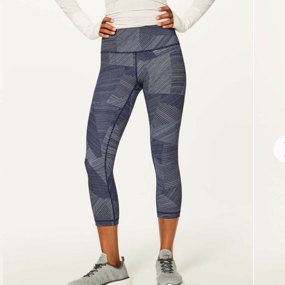 Lululemon Wunder Under Crop High Rise Luxtreme Etch Hail Midnight Navy